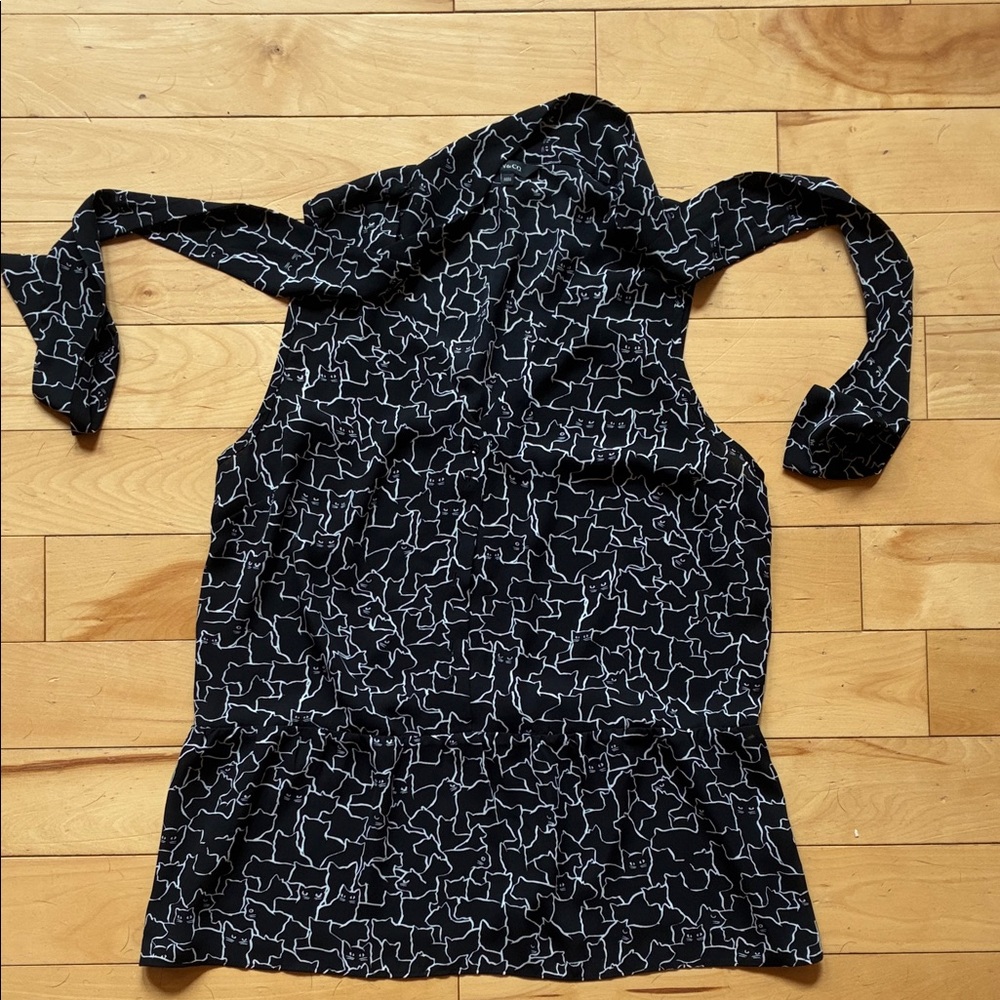4 for $20 Black and White Patterned Cat Women's Top